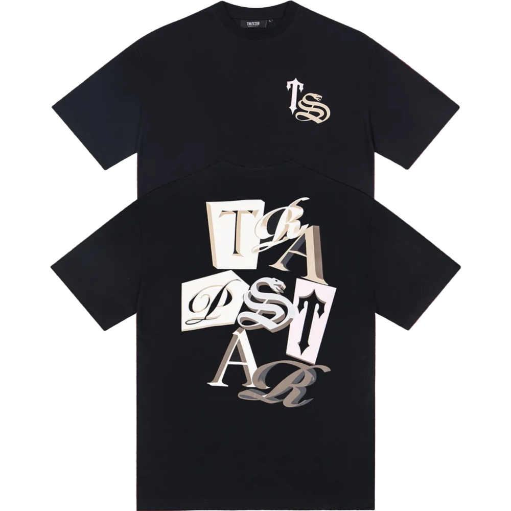Trapstar Collage Card Alphabet Graphic Tee - Black