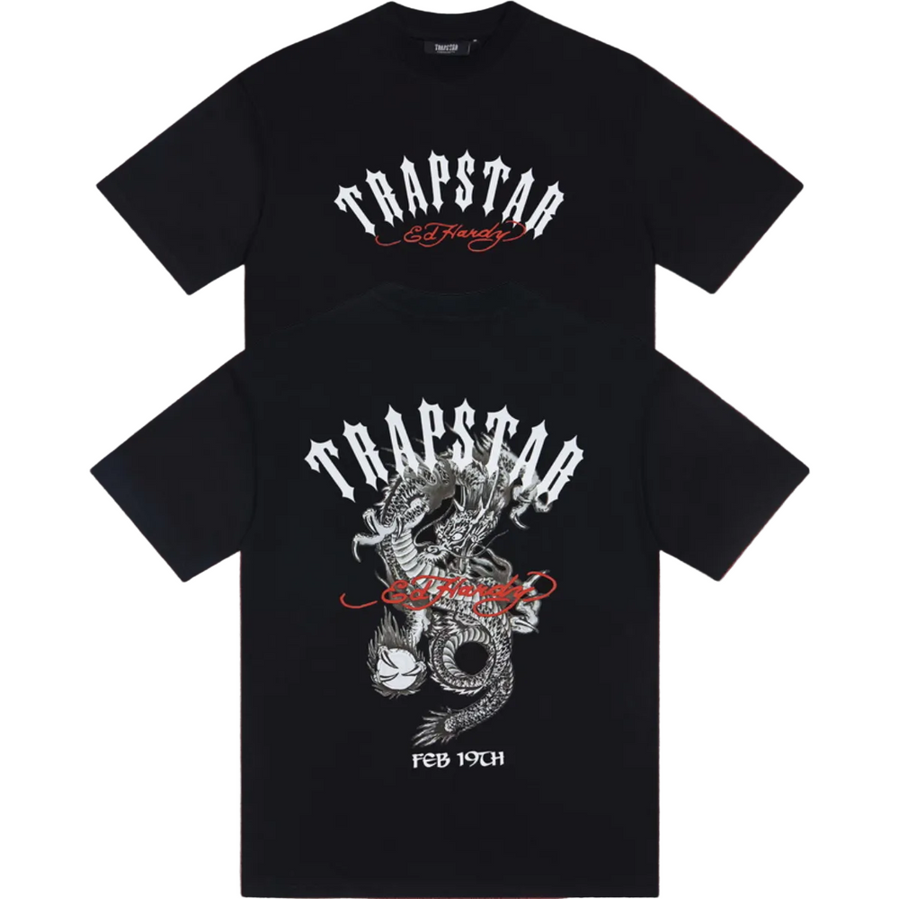 Trapstar Dragon & Globe Arch Logo Graphic Tee - Black