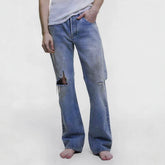EnfantsRiches Deporimes new washed, knife cut, damaged, burned, slightly flared, worn, dirty jeans