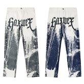 GALLERYDEPT European and American high street Vibe style splashed ink graffiti sticker skin leopard print loose washed straight leg pants