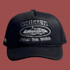 Corteiz Classic Oval Ship Logo Trucker Hat - Black