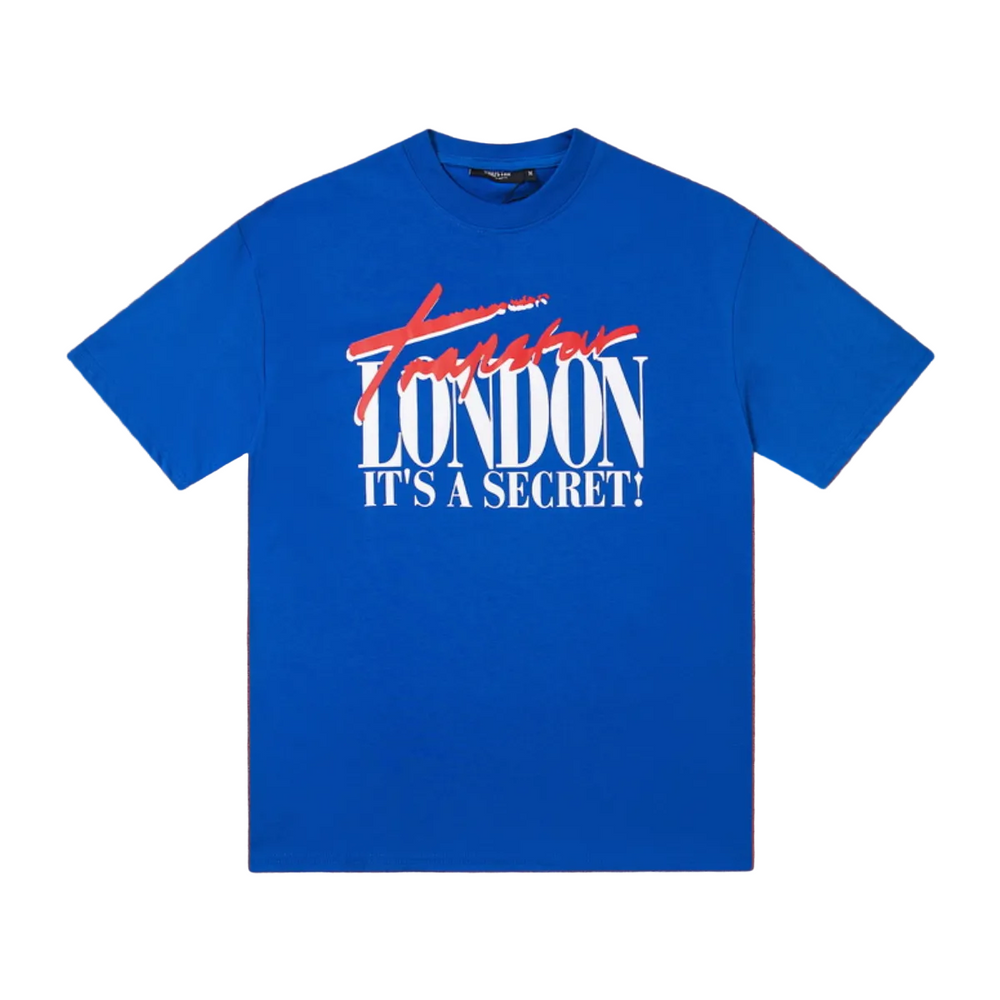 Trapstar London Secret Script & Block Logo Tee - Royal Blue/Red