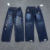 Cross border new THUGCLUB dirty mud and wash water to make old and distressed retro style loose jeans for both men and women