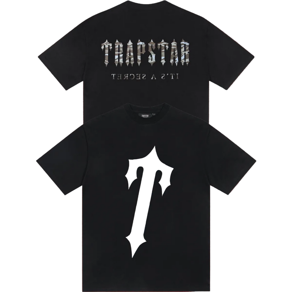 Trapstar Camo Fill Gothic Logo & Arch Tee - Black