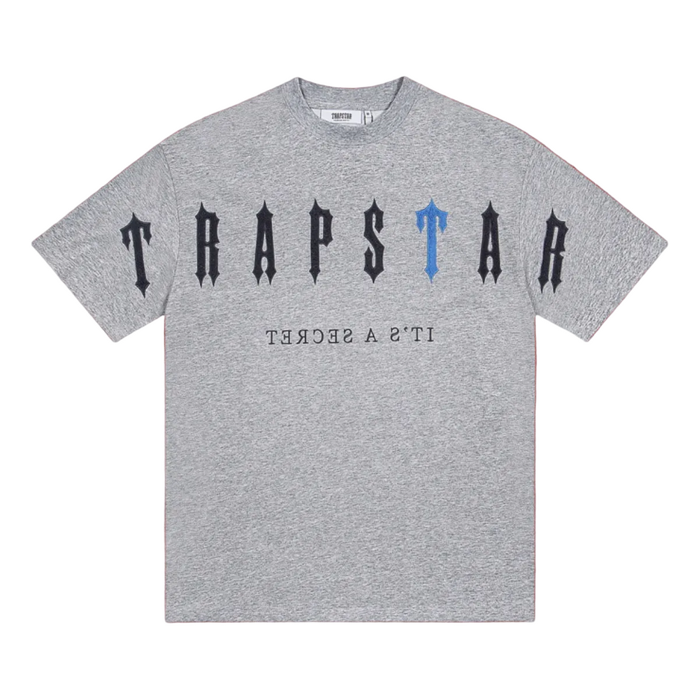 Trapstar Gothic Arch Logo Tee - Heather Grey/Blue