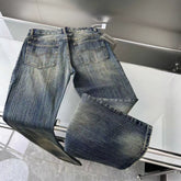 B Paris bootcut washed faded distressed bamboo striped micro flared jeans