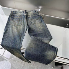B Paris bootcut washed faded distressed bamboo striped micro flared jeans