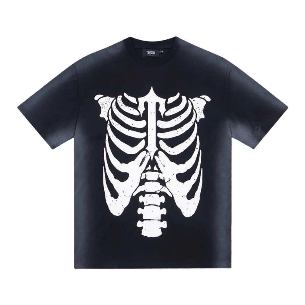 Trapstar Distressed Ribcage Graphic Tee - Black/White