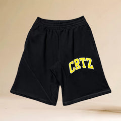 Corteiz Black & Yellow CRTZ Arch Logo Shorts