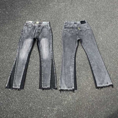 GALLERYDEPT denim bell bottoms washed and distressed patchwork jeans unisex clean fit