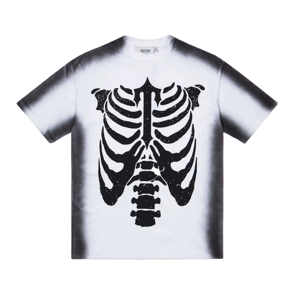 Trapstar Distressed Ribcage Graphic Tee - Gradient White/Black