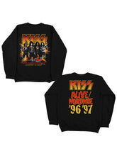 25 Autumn/Winter Kiss Retro Printed Direct Spray Painting European and American Trendy Brand Versatile Pure Cotton Heavy Weight Round Neck Hoodie for Men