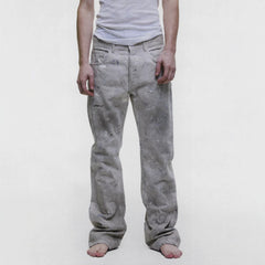 ERD melancholic rich second-generation 25s retro washed knife cuts through holes to make old, burns embroidery stickers, micro flared jeans
