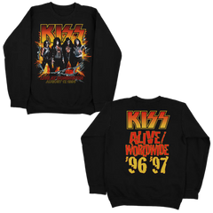 25 Autumn/Winter Kiss Retro Printed Direct Spray Painting European and American Trendy Brand Versatile Pure Cotton Heavy Weight Round Neck Hoodie for Men