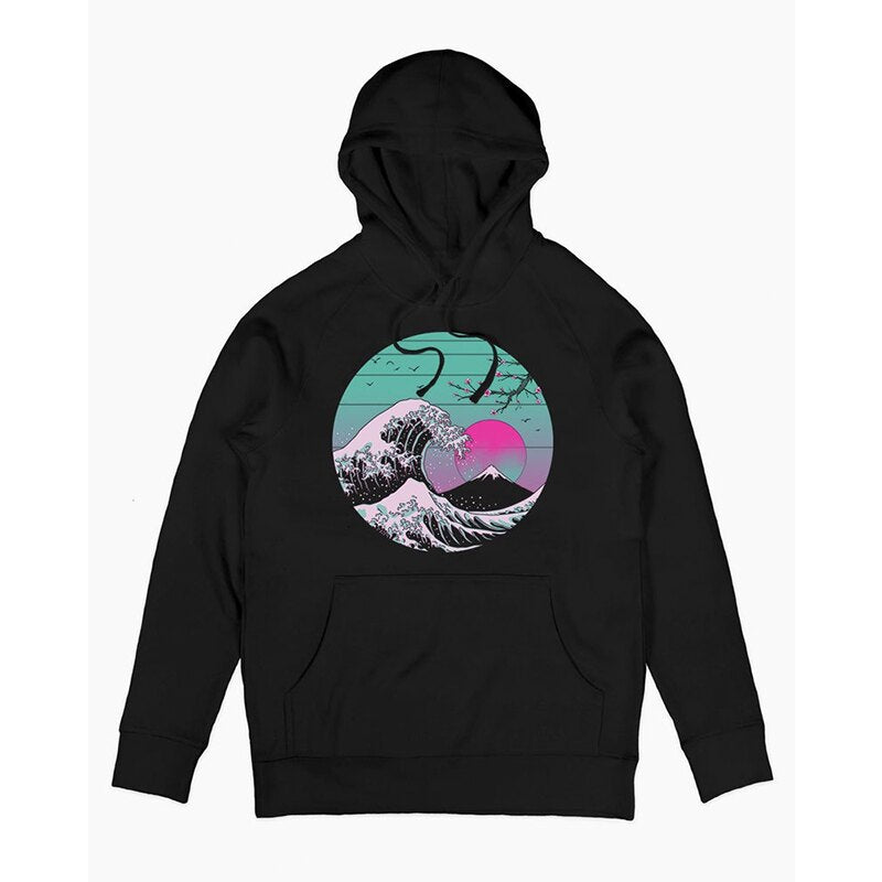 THE GREAT SUSHI WAVE寿司大浪潮 美式复古高街vintage连帽卫衣