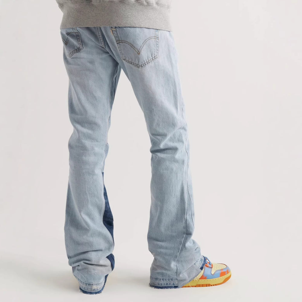 Gallery Depot's new basic versatile washed patchwork micro flared jeans, American retro casual pants