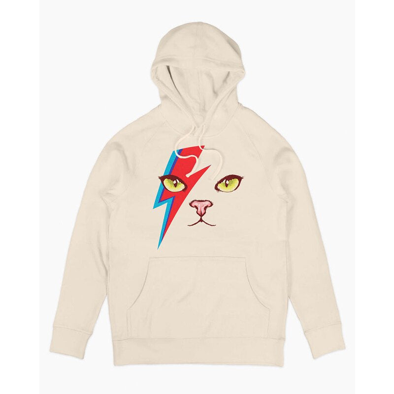 Rock singer David Bowie Face retro oversized high street hooded sweatshirt