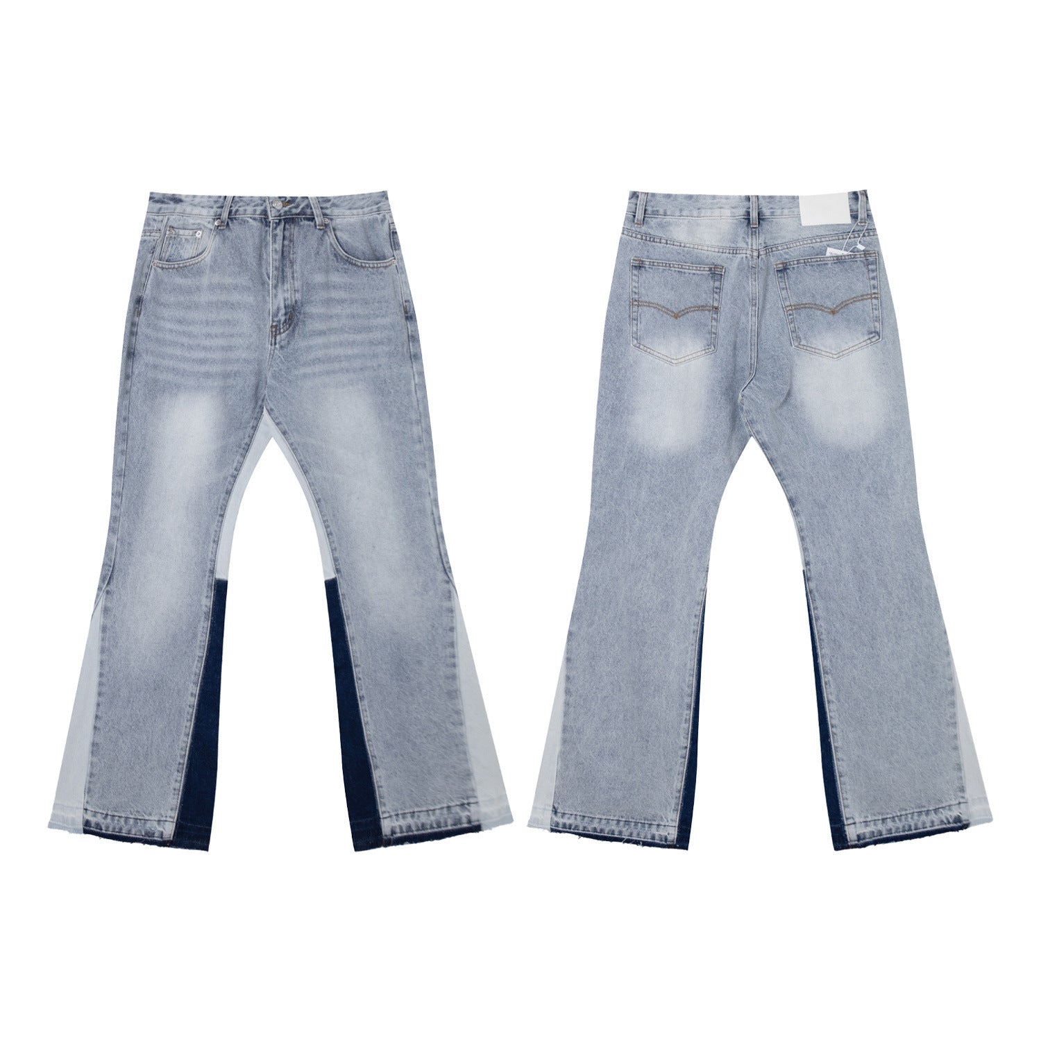 Gallery Depot's new basic versatile washed patchwork micro flared jeans, American retro casual pants