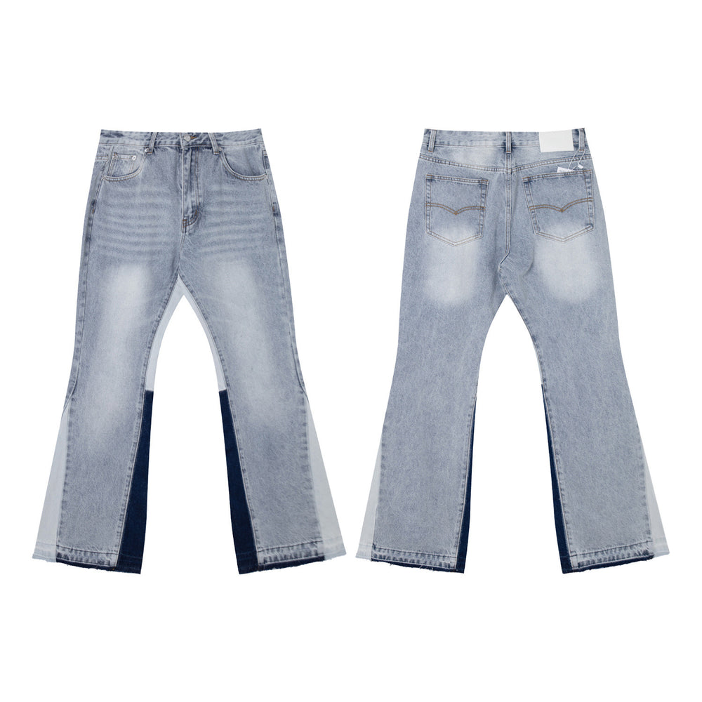 Gallery Depot's new basic versatile washed patchwork micro flared jeans, American retro casual pants