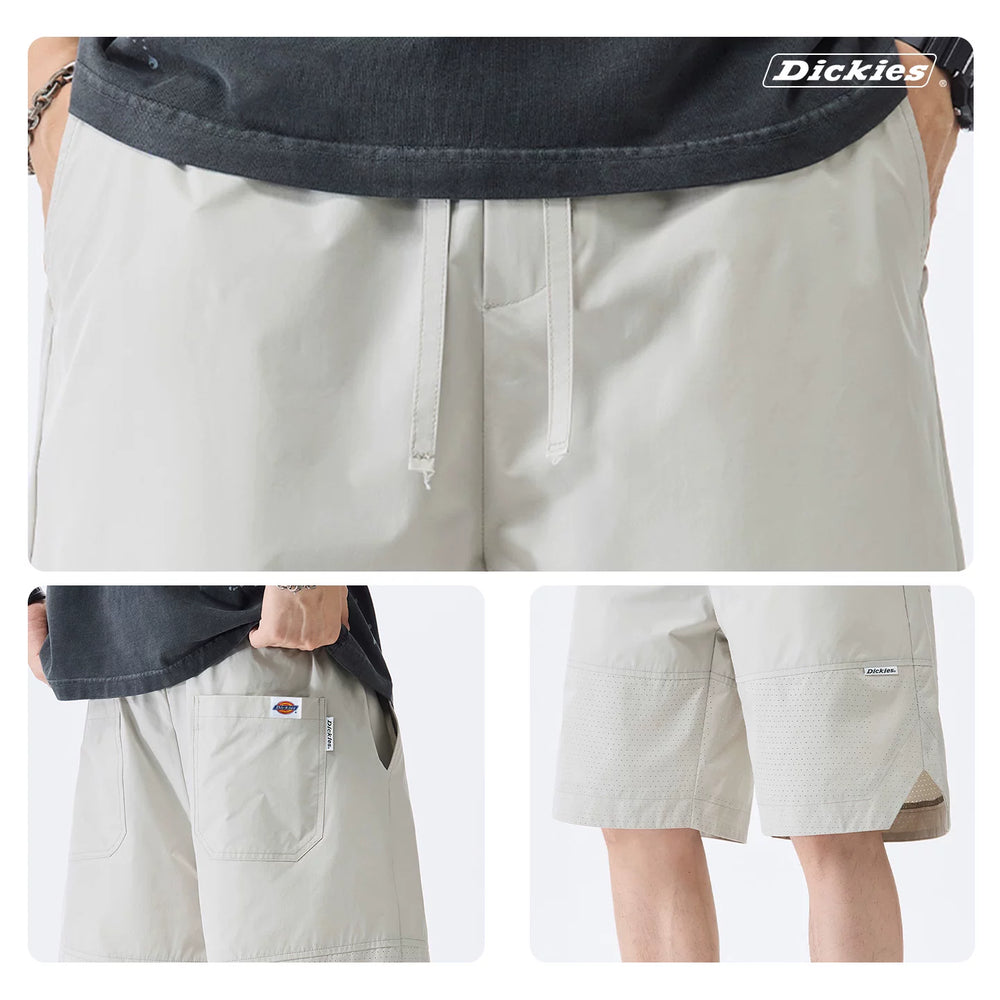 Dickies Cool Suitable Drawstring Design Casual Shorts for Men Summer Loose Thin Straight Leg Trendy Brand Pentagram Pants Y
