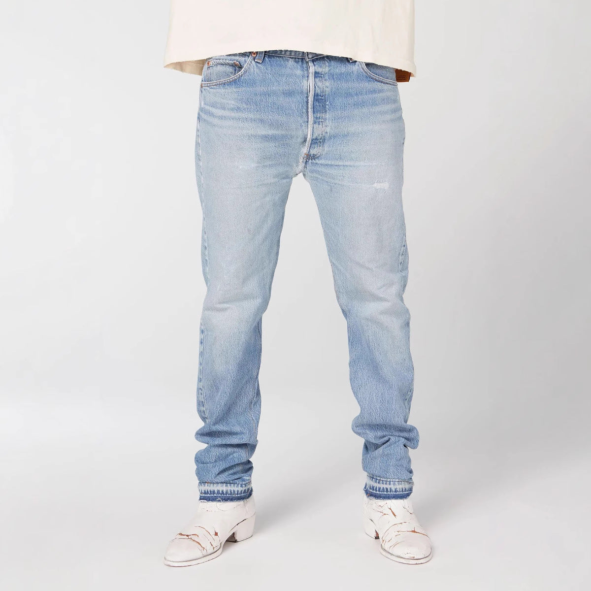 Gallery Depot's new basic style washed small straight leg leg leg tied jeans American high street casual pants