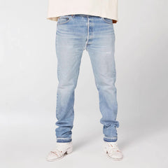 Gallery Depot's new basic style washed small straight leg leg leg tied jeans American high street casual pants