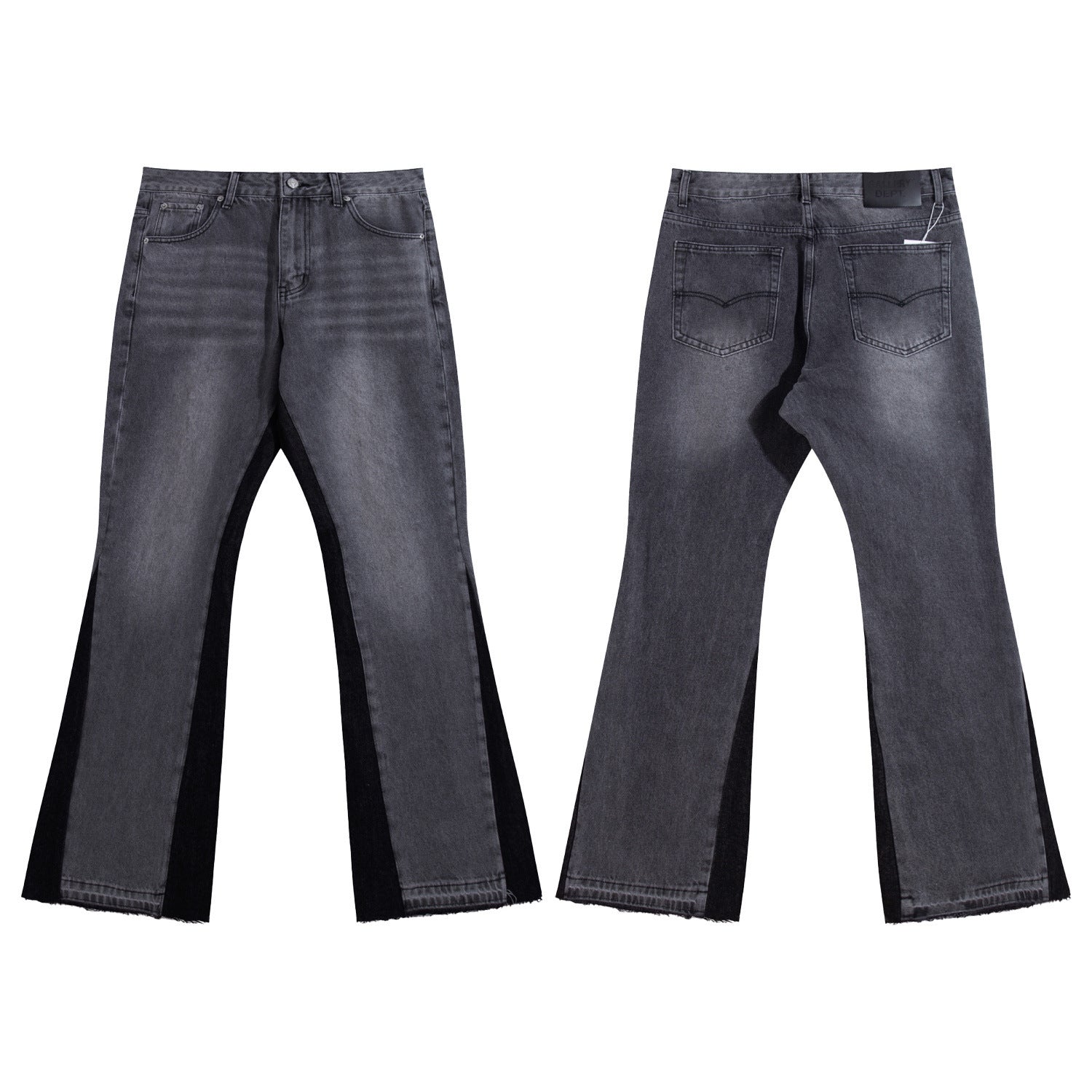 Gallery Depot's new basic style washed micro flared spliced jeans trendy brand men's and women's casual versatile pants