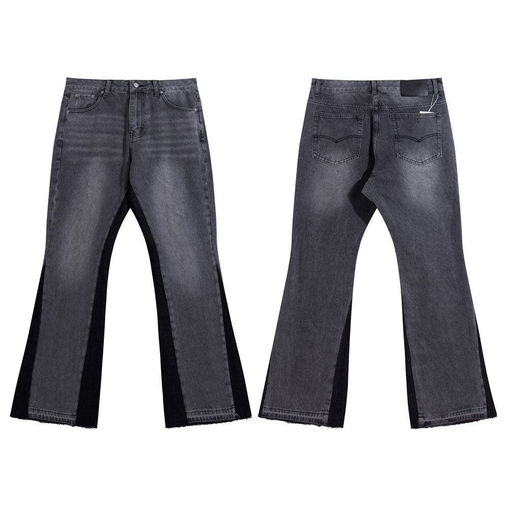 Gallery Depot's new basic style washed micro flared spliced jeans trendy brand men's and women's casual versatile pants