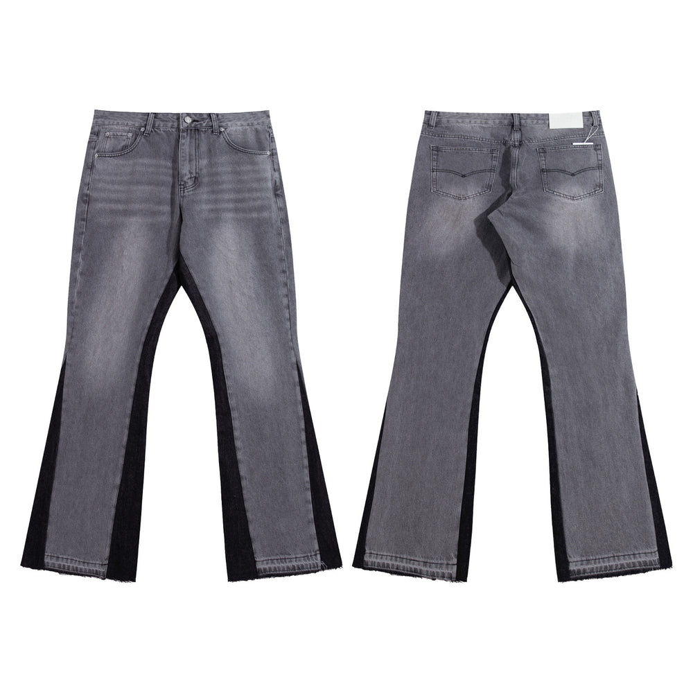 Gallery Depot's new basic style washed micro flared spliced jeans trendy brand men's and women's casual versatile pants