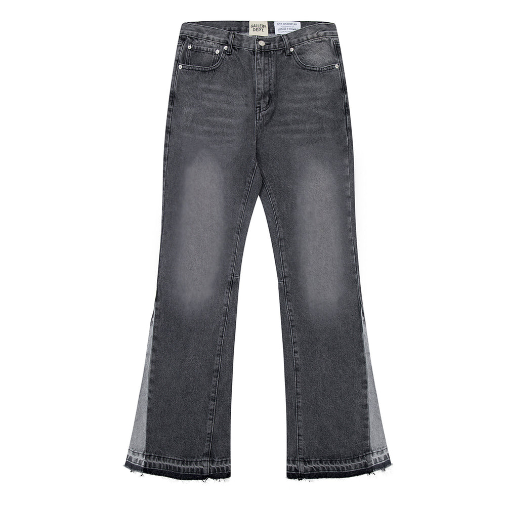 Gallery Depot's new basic style washed micro flared spliced jeans trendy brand men's and women's casual versatile pants