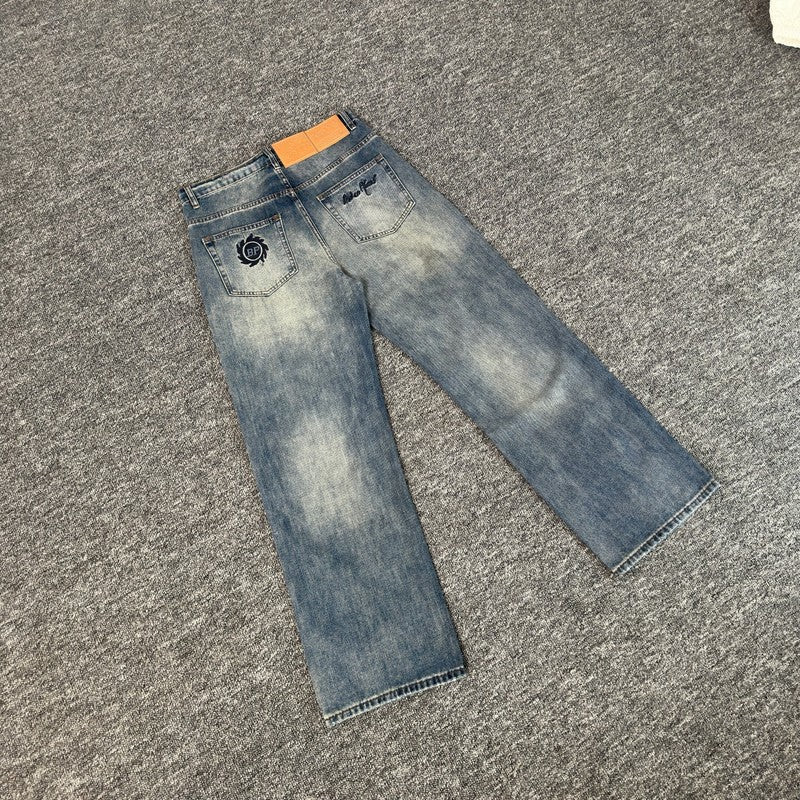 BROKENPLANET destroys planet BP embroidered letters high street American men's and women's denim straight leg casual pants