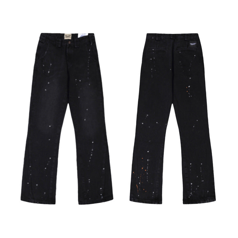 High version Gallery Depot new basic washed micro flared blue patchwork jeans versatile pants