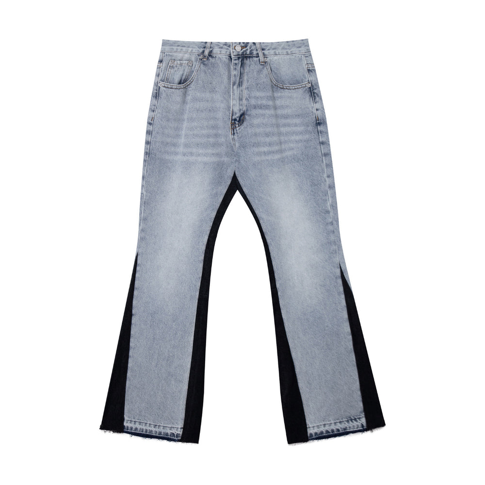 Gallery Depot's new basic versatile washed patchwork micro flared jeans, American retro casual pants