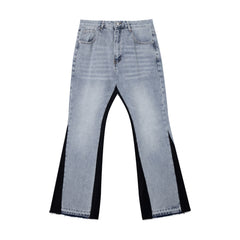 Gallery Depot's new basic versatile washed patchwork micro flared jeans, American retro casual pants