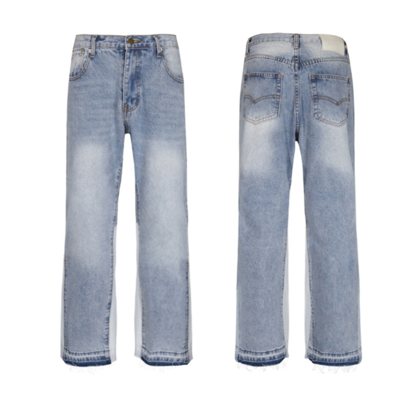High version Gallery Depot new basic washed micro flared blue patchwork jeans versatile pants