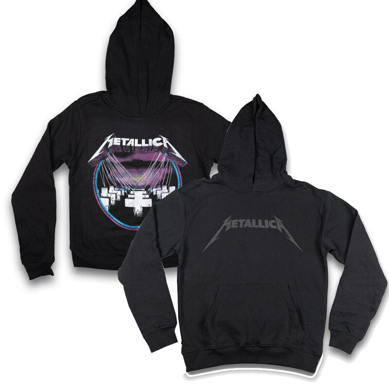 Autumn and winter metallica metal rock band American retro pure cotton loose long sleeved men's hooded sweatshirt