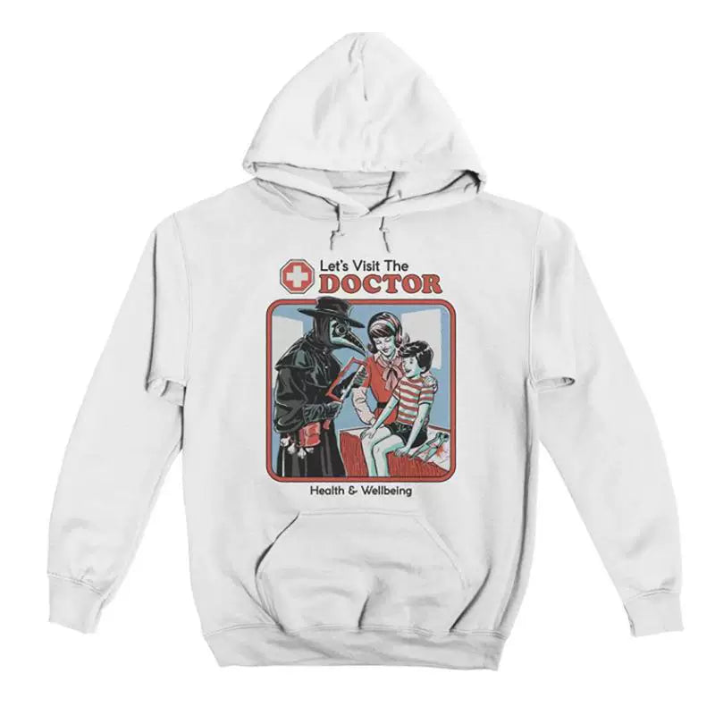 Autumn and winter 380g heavy loose men's pure cotton thick European and American dark fun illustration direct spray hooded sweatshirt