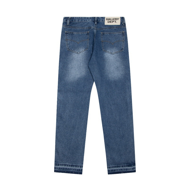 Correct version GALLERYDEPT American high street trendy washed old casual loose side zipper straight leg jeans
