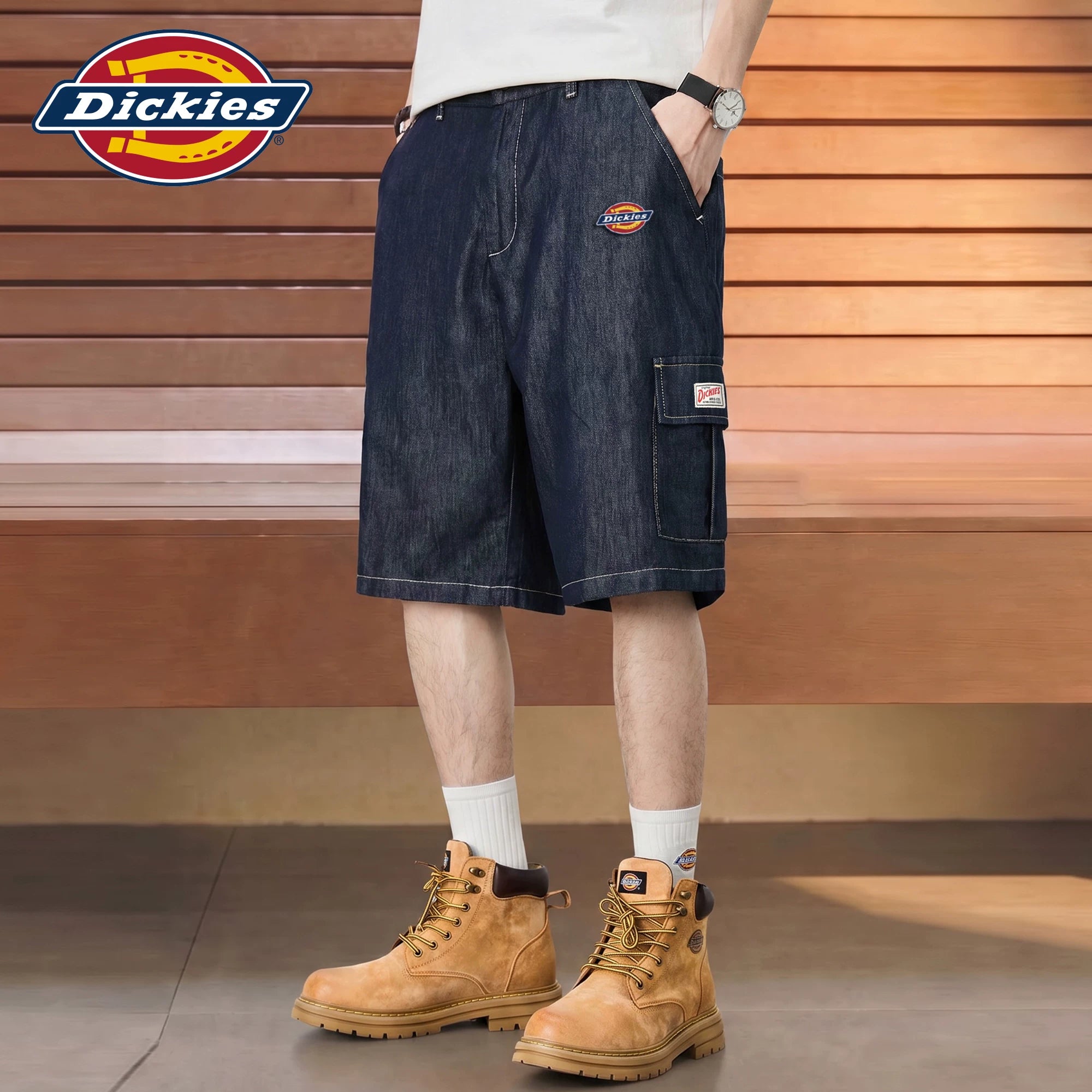 Diesel Dickies denim shorts for boys in summer, thin, loose, straight leg, five quarter pants M
