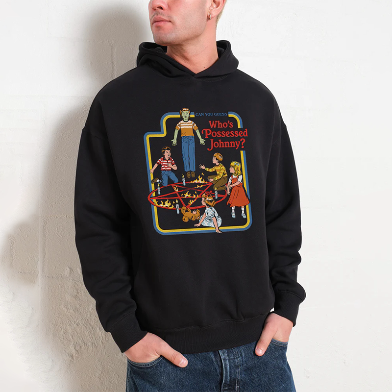 European and American Dark Fun Illustration Shark Cat Dog Little Ghost Printed Pattern Men's and Women's Loose Straight Spray Hoodie Autumn