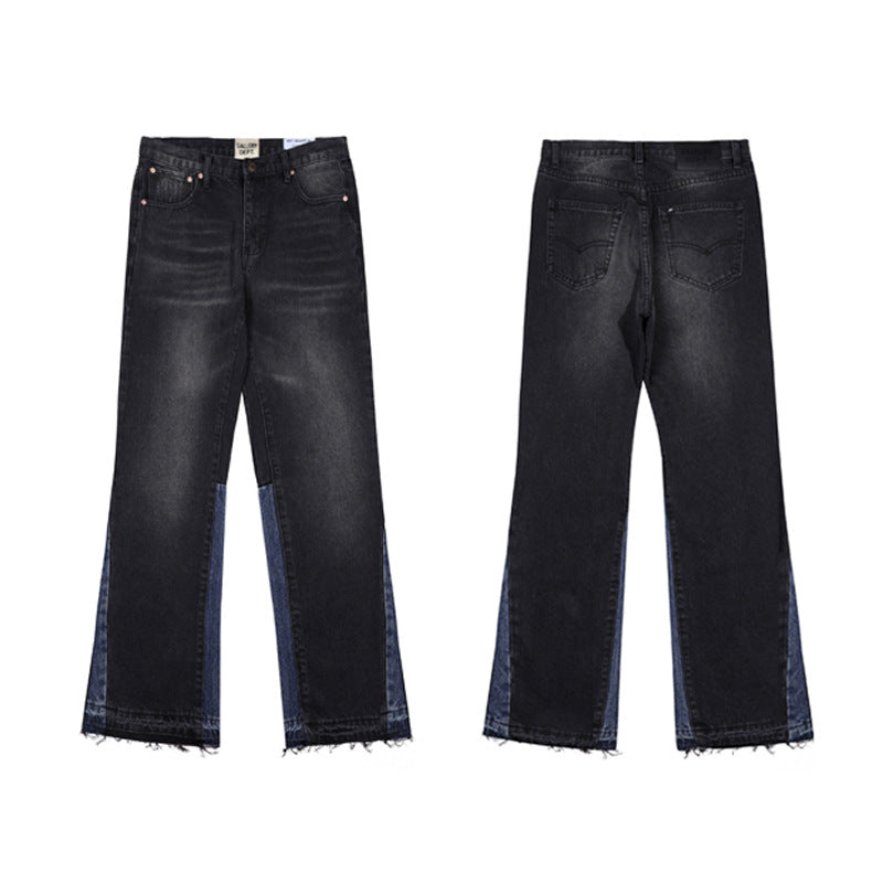 High version Gallery Depot new basic washed micro flared blue patchwork jeans versatile pants