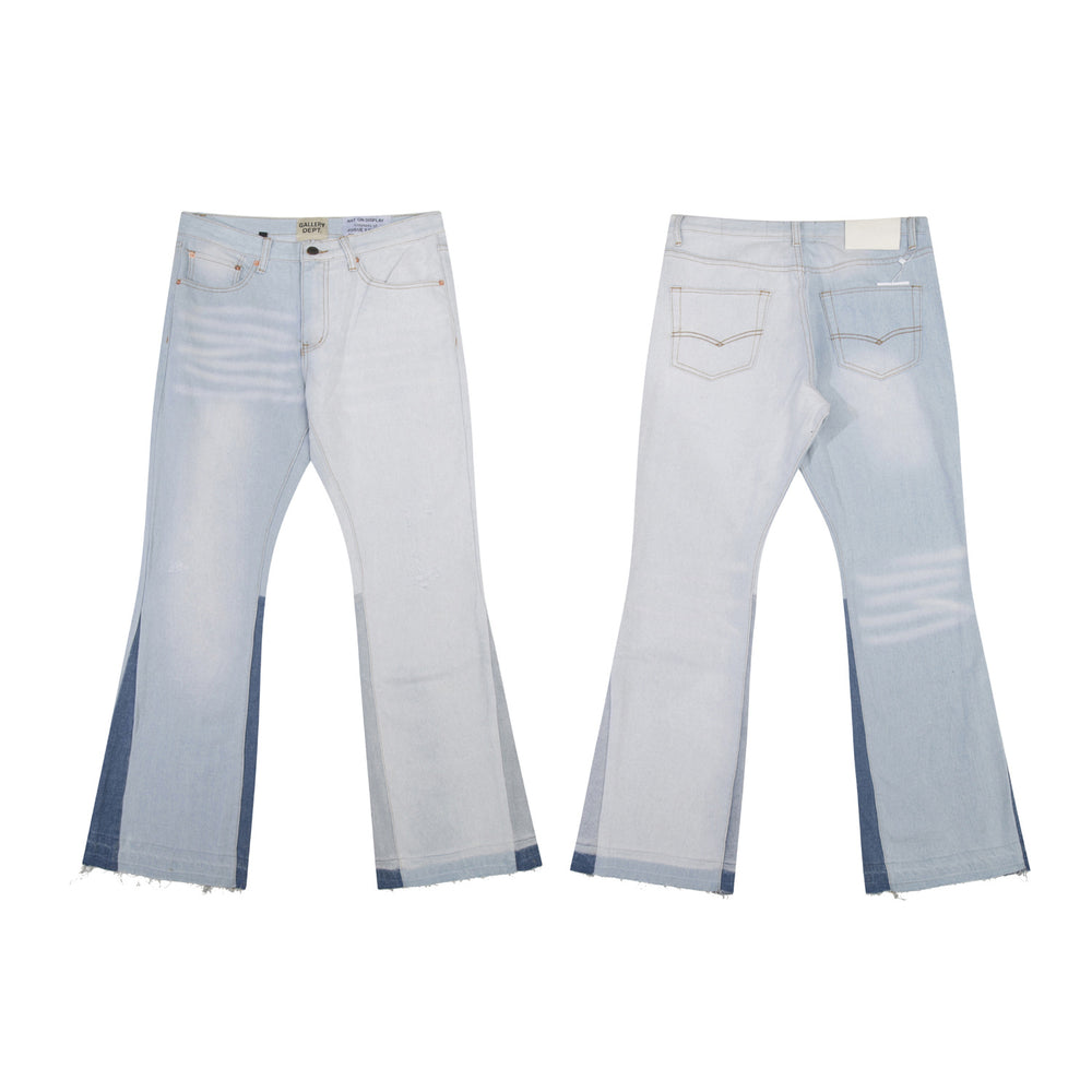 High version Gallery Depot new basic washed micro flared blue patchwork jeans versatile pants
