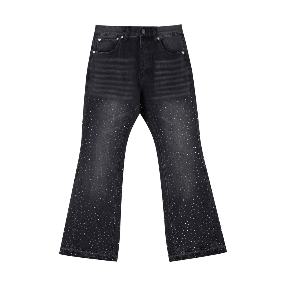 Gallery Depot Versatile Inkjet Drilled Hole Washed Micro Pull Splicing Jeans American Casual Pants