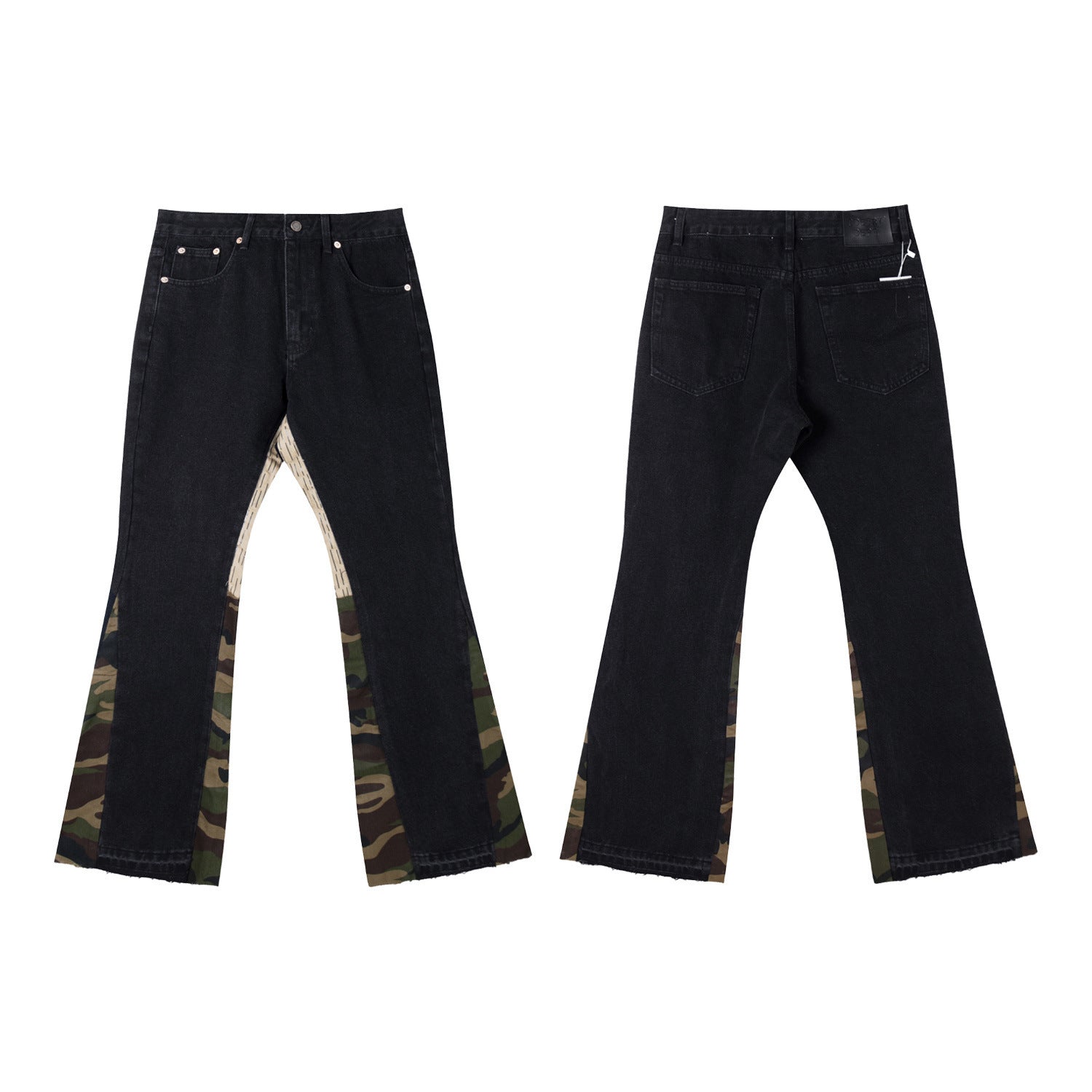 Gallery Depot's new basic style washed micro flared spliced jeans trendy brand men's and women's casual versatile pants