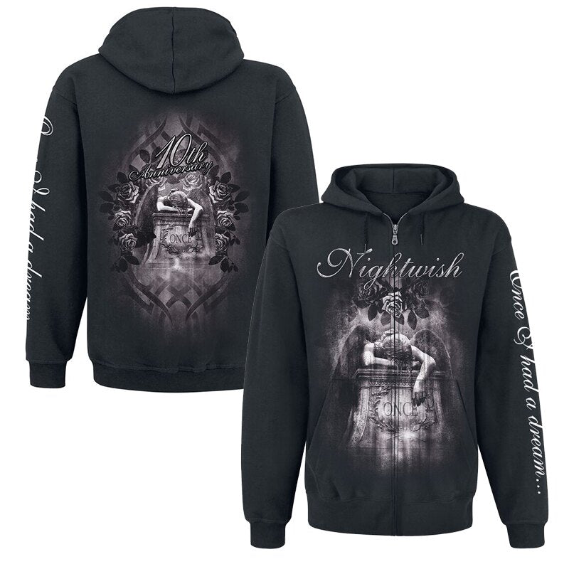 Autumn and Winter Finnish Symphony Metal Nightwish Band Nightwish American Digital Direct Jet Hooded Zipper Jacket
