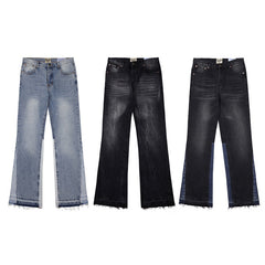 High version Gallery Depot new basic washed micro flared blue patchwork jeans versatile pants