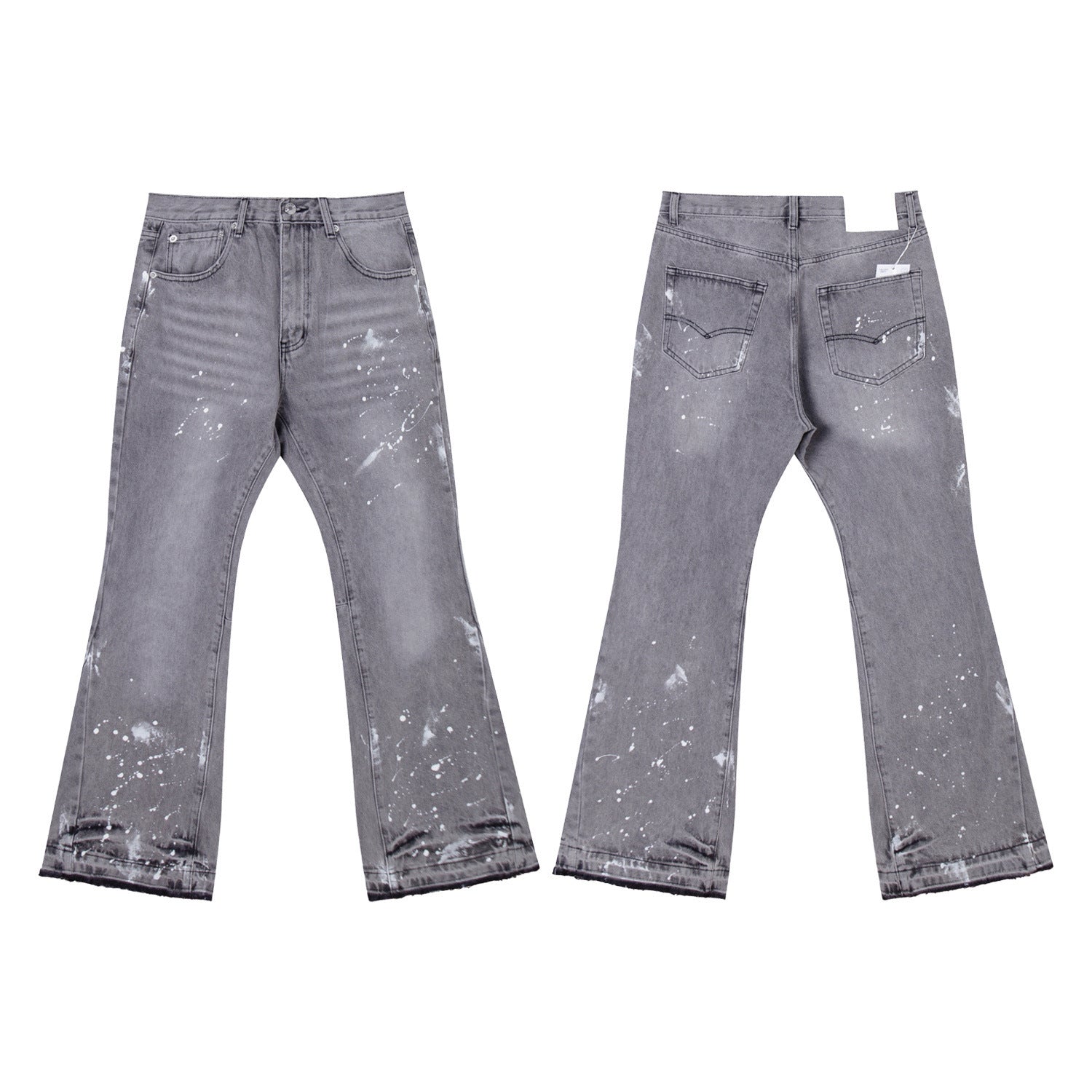 Gallery Depot Versatile Inkjet Drilled Hole Washed Micro Pull Splicing Jeans American Casual Pants