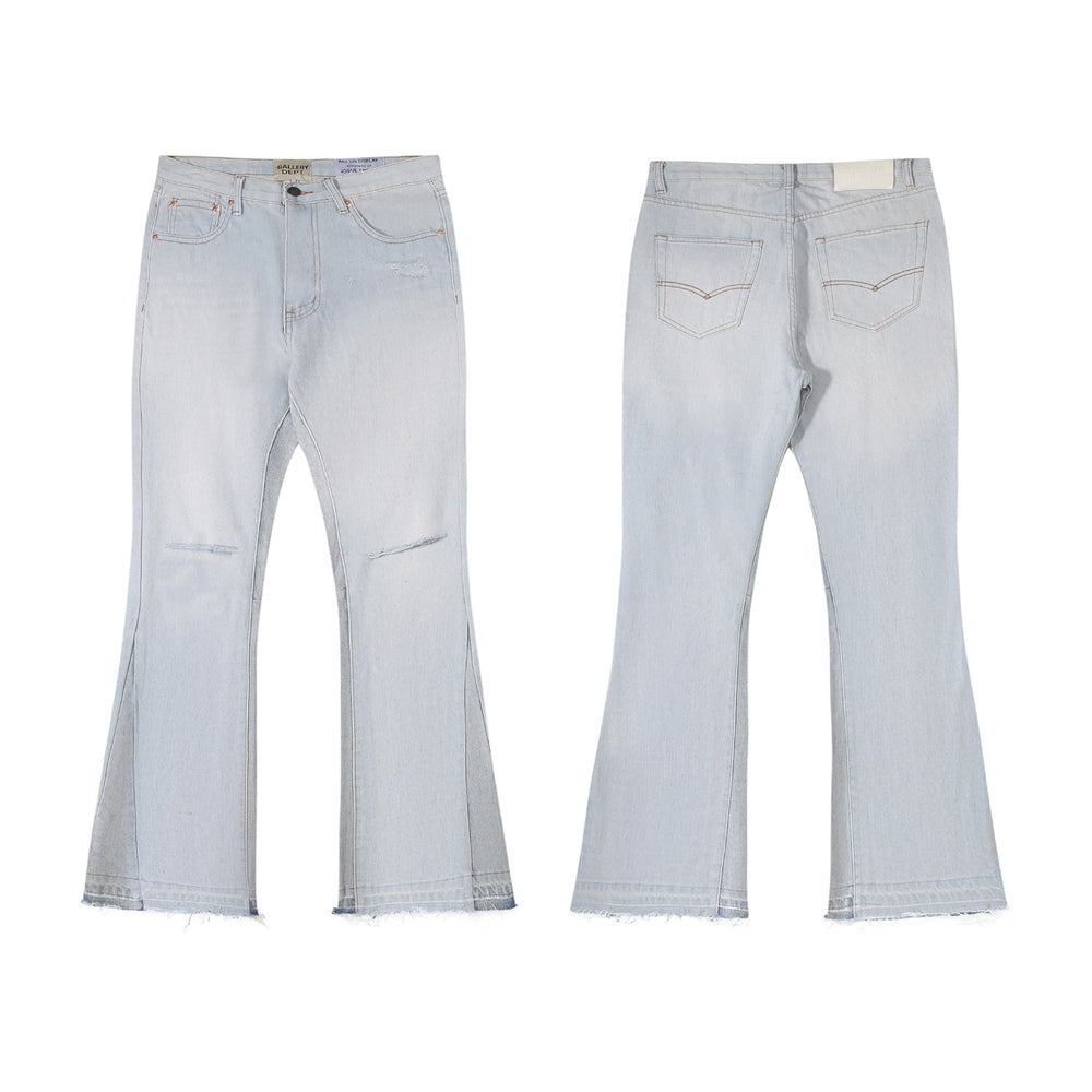High version Gallery Depot new basic washed micro flared blue patchwork jeans versatile pants