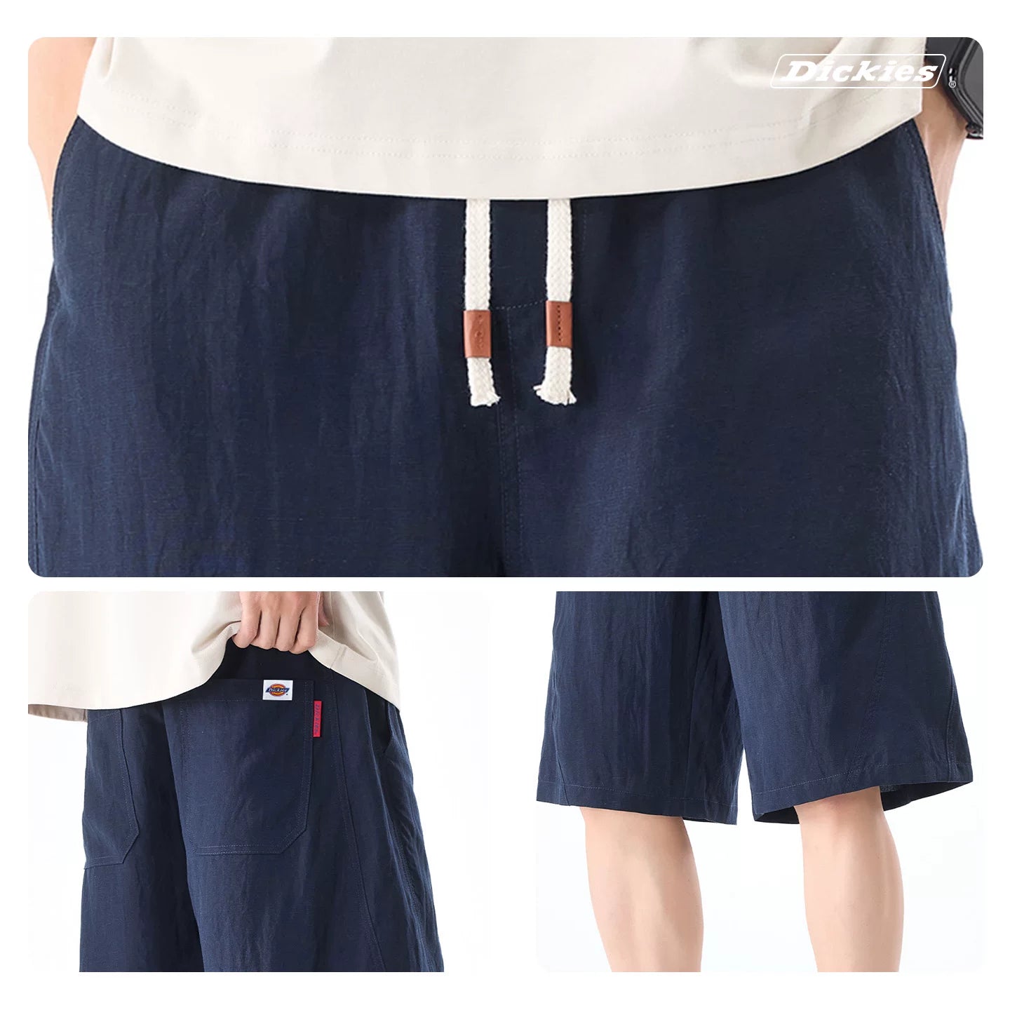 Diesel Dickies men's casual shorts summer thin linen straight leg five quarter pants Y