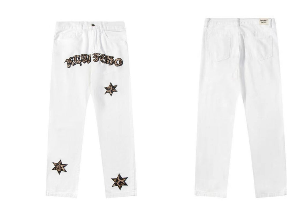 GALLERYDEPT European and American high street Vibe style splashed ink graffiti sticker skin leopard print loose washed straight leg pants